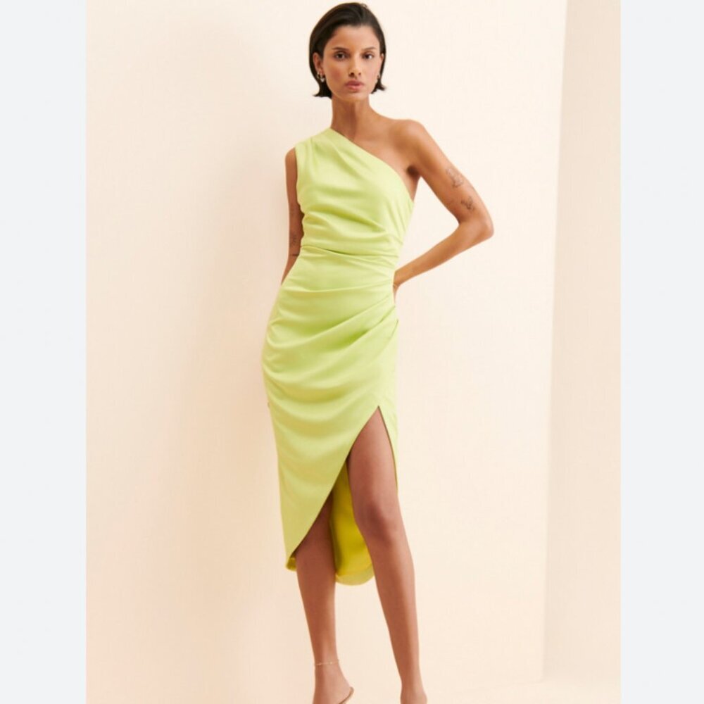 Elliatt One Shoulder Dress in Lime Green